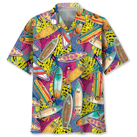 Surfing Nature Hawaiian Shirt For Summer Vacation, Beach Travel, And Casual Wear