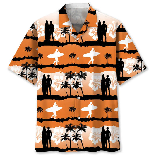 Surfing Sunset Hawaiian Shirt For Island Vacations, Resort Wear, And Relaxed Seasonal Style
