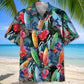Tropical Surfing Hawaiian Shirt For Summer Vacation, Beach Travel, And Casual Wear
