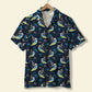 Island Summer Surfing Aloha Skeleton Palm Trees Hawaiian Shirt For Summer Vacation, Beach Travel, And Casual Wear