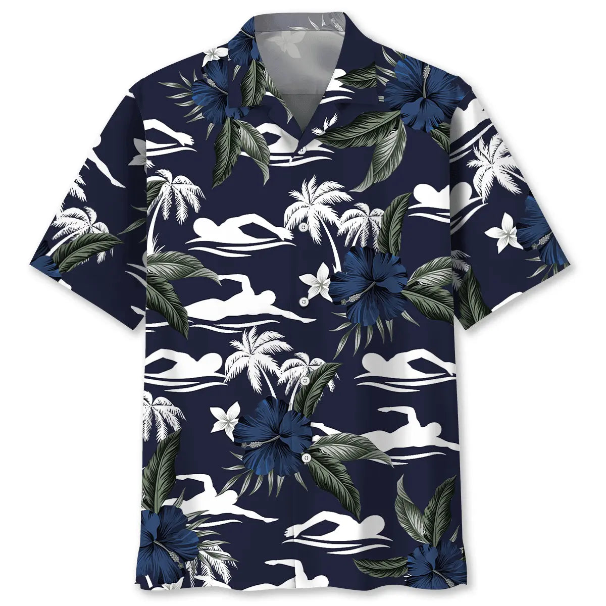 Swimming Hibiscus Hawaiian Shirt For Beach Days, Summer Outings, And Thoughtful Gift Giving