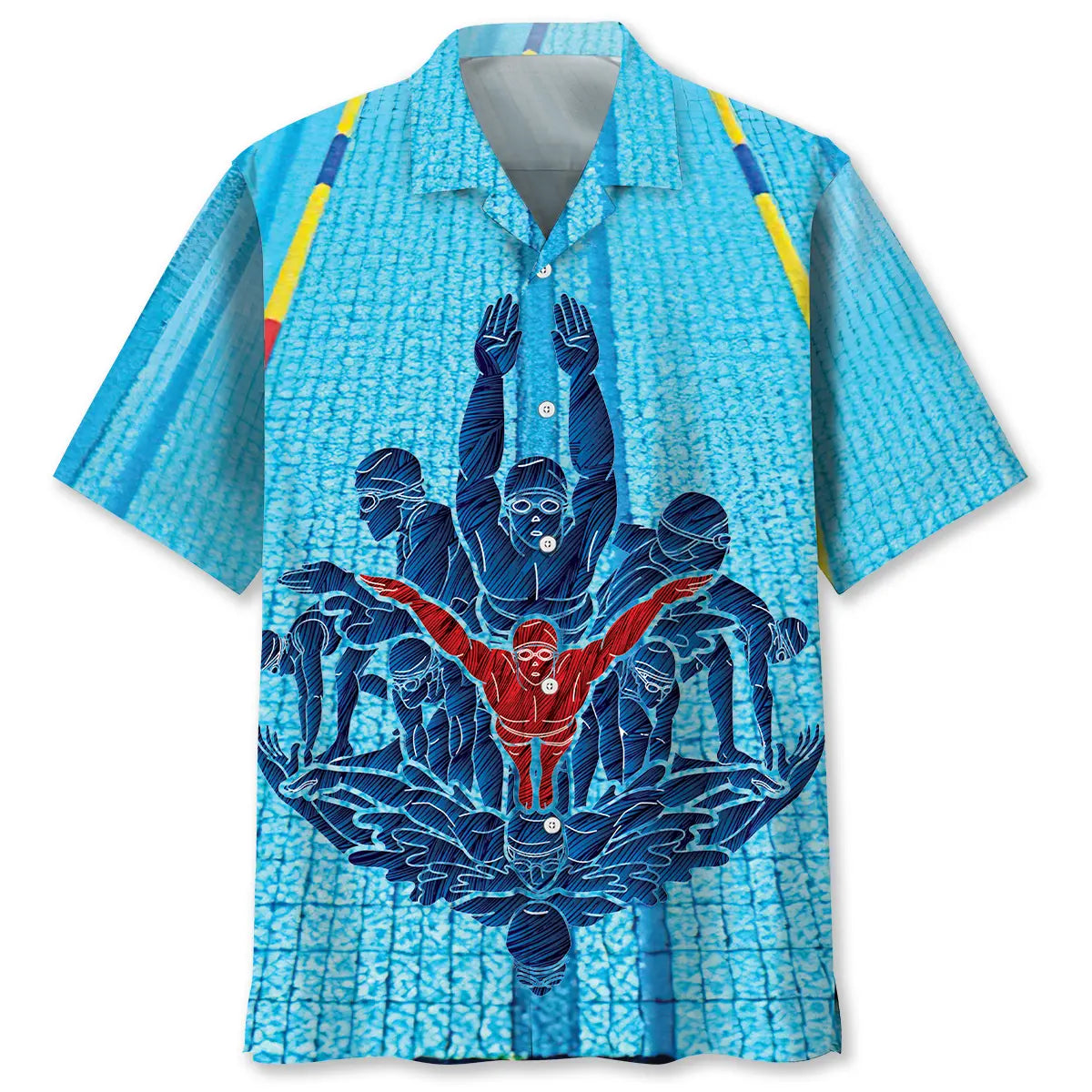 Swimming Creative Pattern Hawaiian Shirt For Coastal Travel, Casual Events, And Comfortable Summer Wear