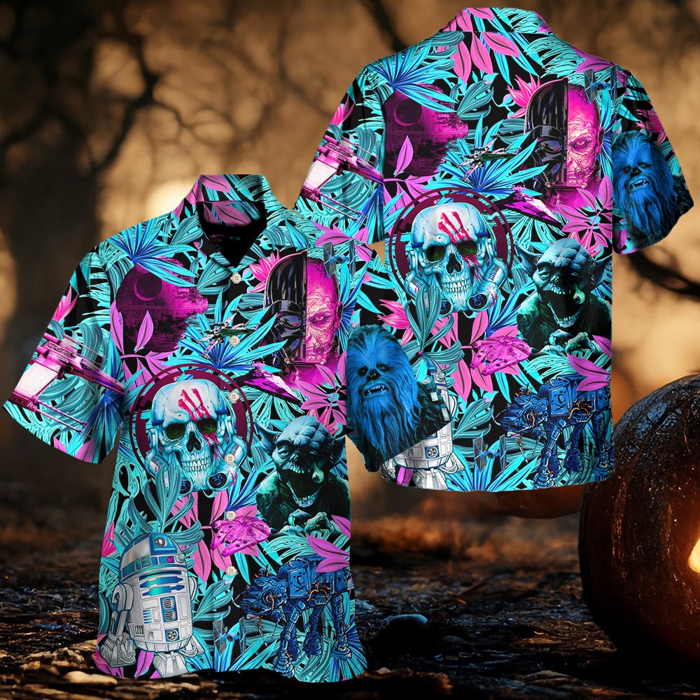 Halloween Tropical Friends Hawaiian Shirt For Beach Days, Summer Outings, And Thoughtful Gift Giving