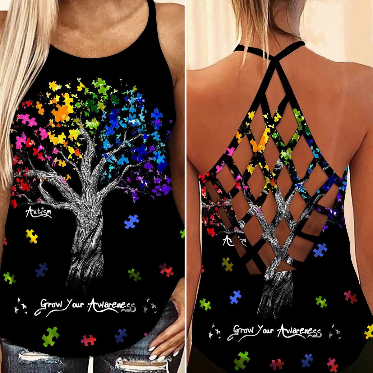 Autism Grow Your Awareness Hollow Tank Top For Community Events And Positive Support