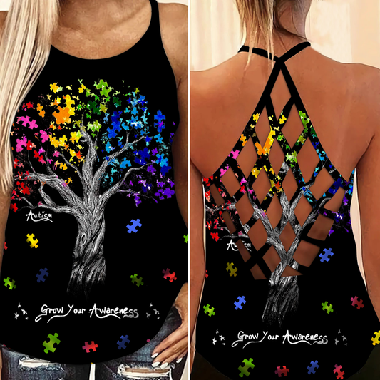Autism Grow Your Awareness Hollow Tank Top For Community Events And Positive Support
