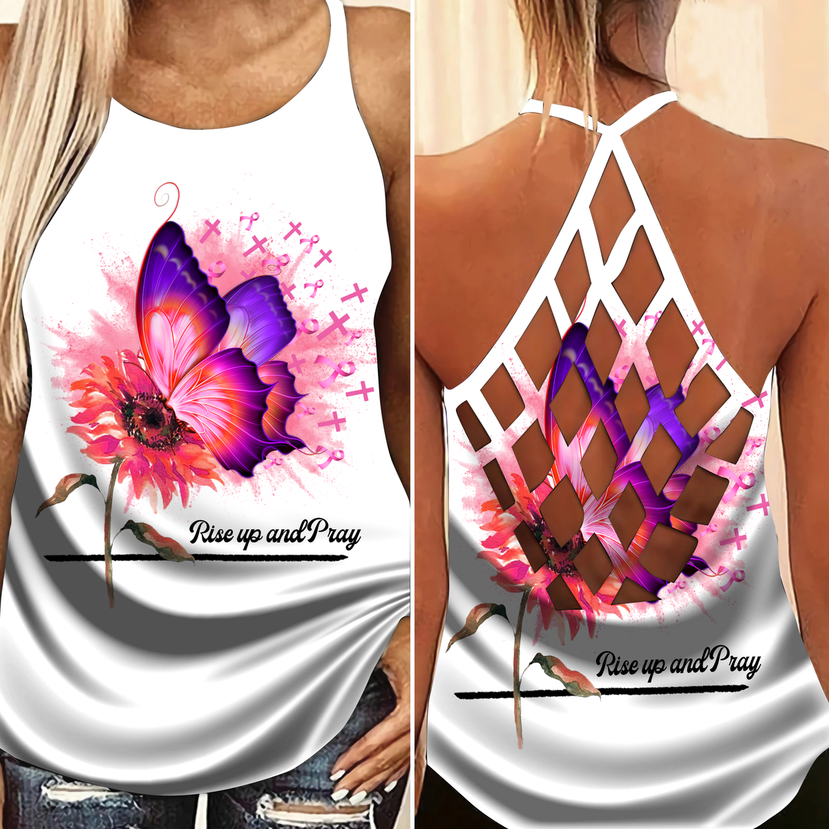 Cancer Believe Strength Hollow Tank Top For Community Activities And Comfort