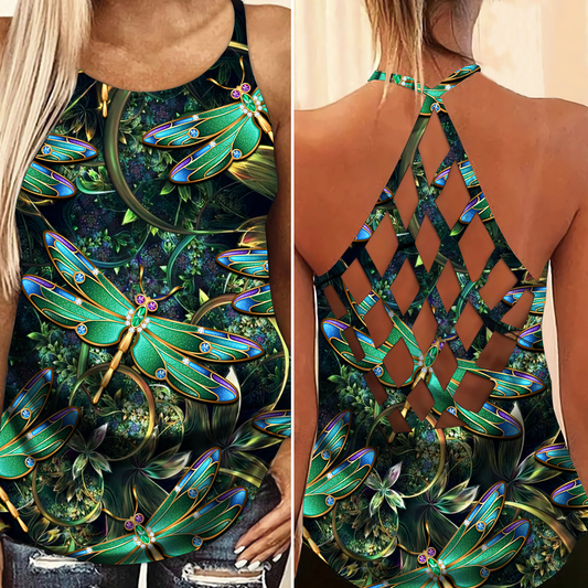 Dragonfly Sky Freedom Hollow Tank Top For Active Days And Festival Wear