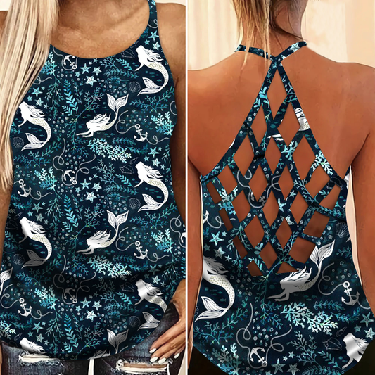 Mermaid Princess Ocean Hollow Tank Top For Ocean Lovers And Weekend Wear