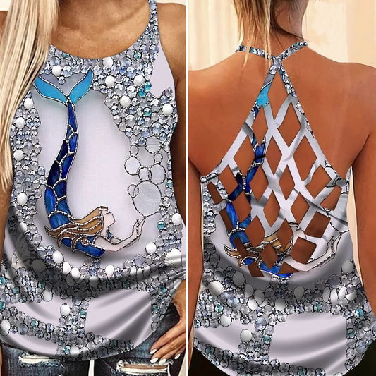 Mermaid Princess Ocean Hollow Tank Top For Tropical Travel And Daily Comfort