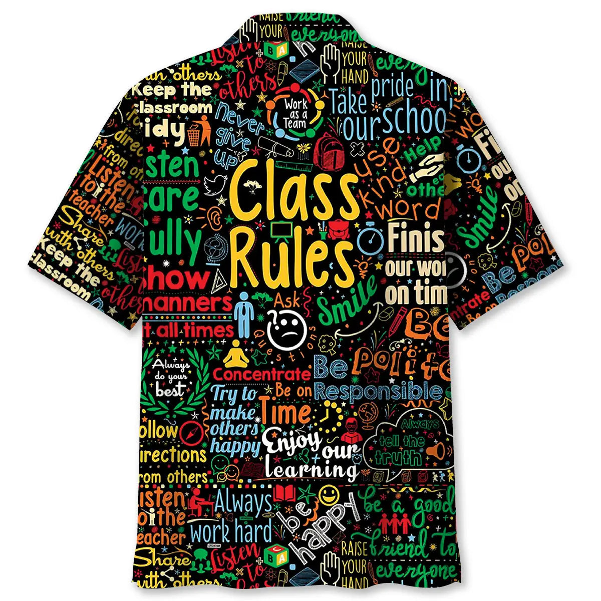 Teacher Class Rules Hawaiian Shirt For Warm Weather Outing, Coastal Adventure, And Island Inspired Style
