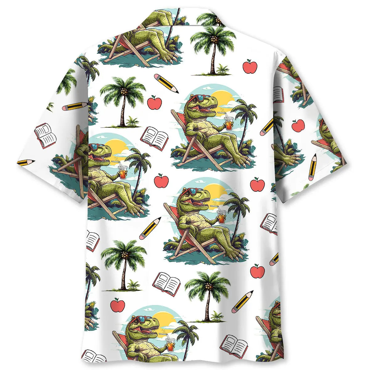 Teacher Tropical Dinosaur Hawaiian Shirt For Warm Weather Outing, Cruise Journey, And Thoughtful Gifting