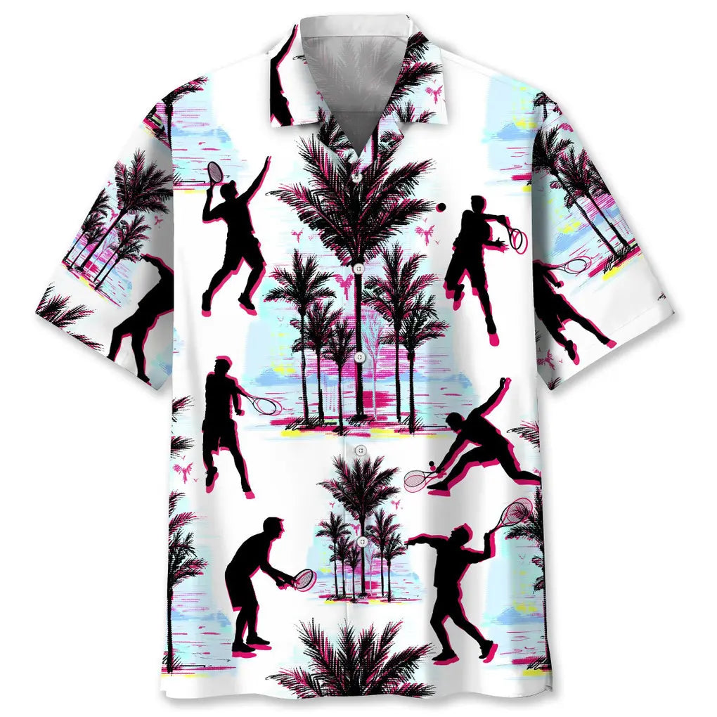 Abstract Tennis Background Hawaiian Shirt For Tropical Holidays, Outdoor Gatherings, And Everyday Comfort