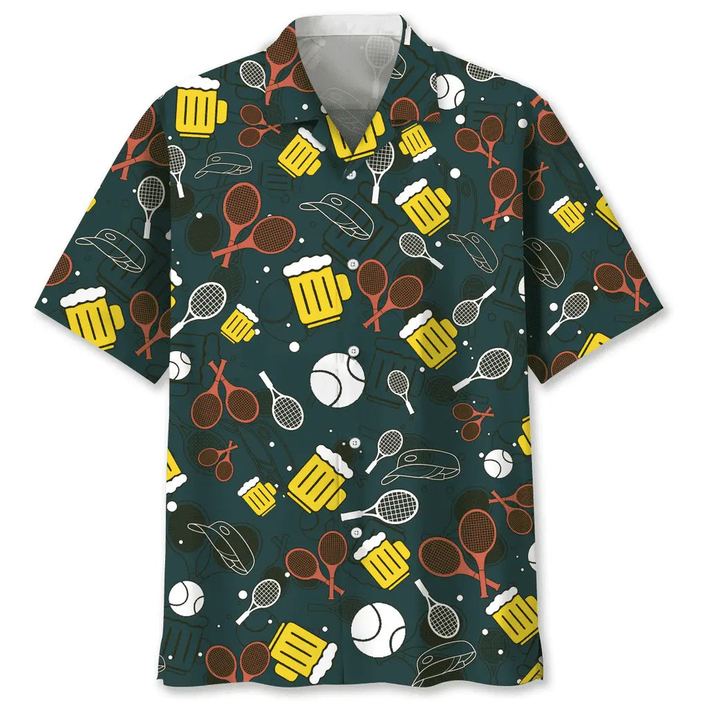 Tennis Beer Hawaiian Shirt For Island Vacations, Resort Wear, And Relaxed Seasonal Style