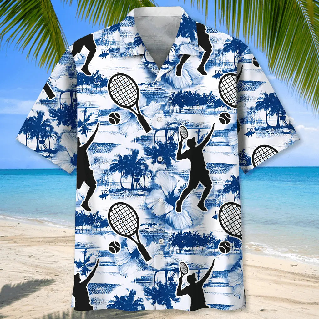 Tennis Blue Nature Hawaiian Shirt For Beach Days, Summer Outings, And Thoughtful Gift Giving