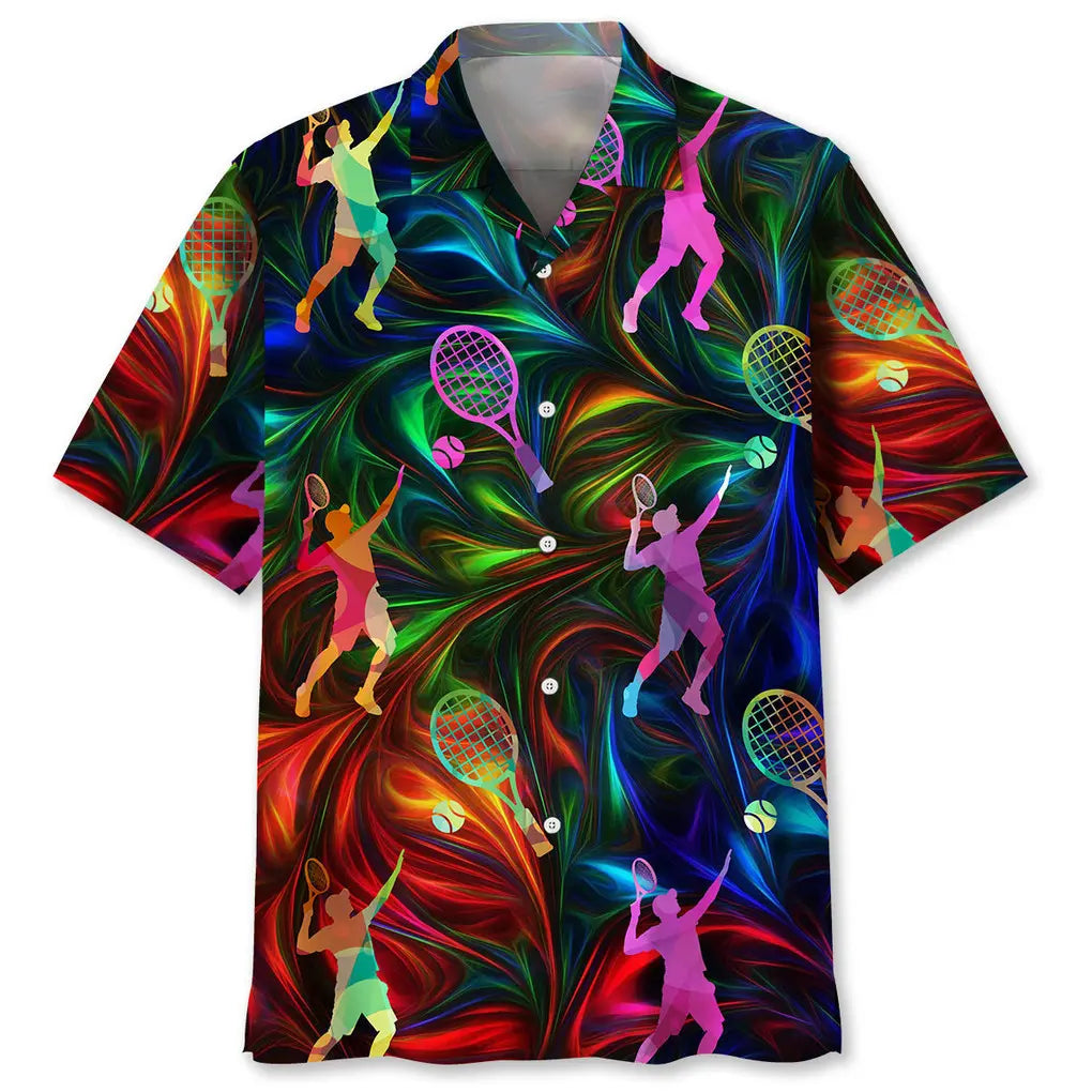 Colorful Tennis Hawaiian Shirt For Beach Days, Summer Outings, And Thoughtful Gift Giving