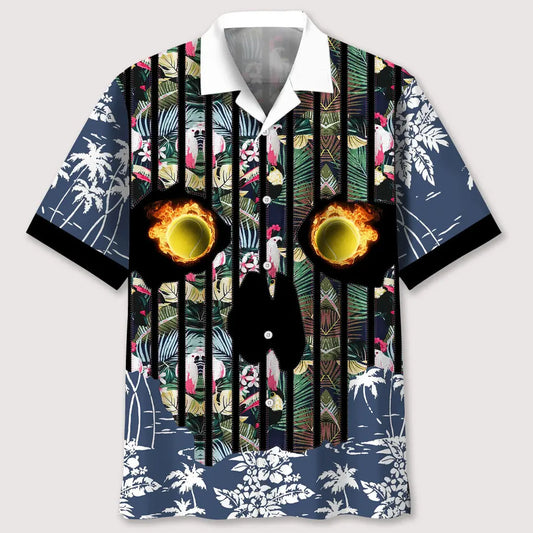 Floral Tennis Skull Hawaiian Shirt For Island Vacations, Resort Wear, And Relaxed Seasonal Style