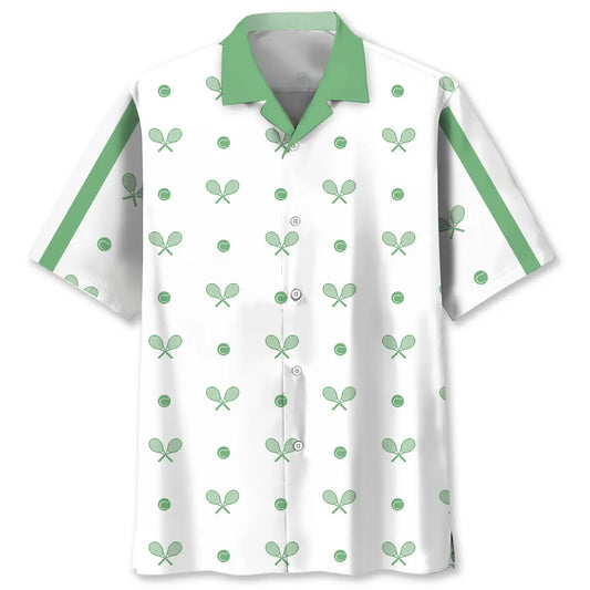 Tennis Creative Pattern Hawaiian Shirt For Resort Trips, Coastal Parties, And Warm Weather Style
