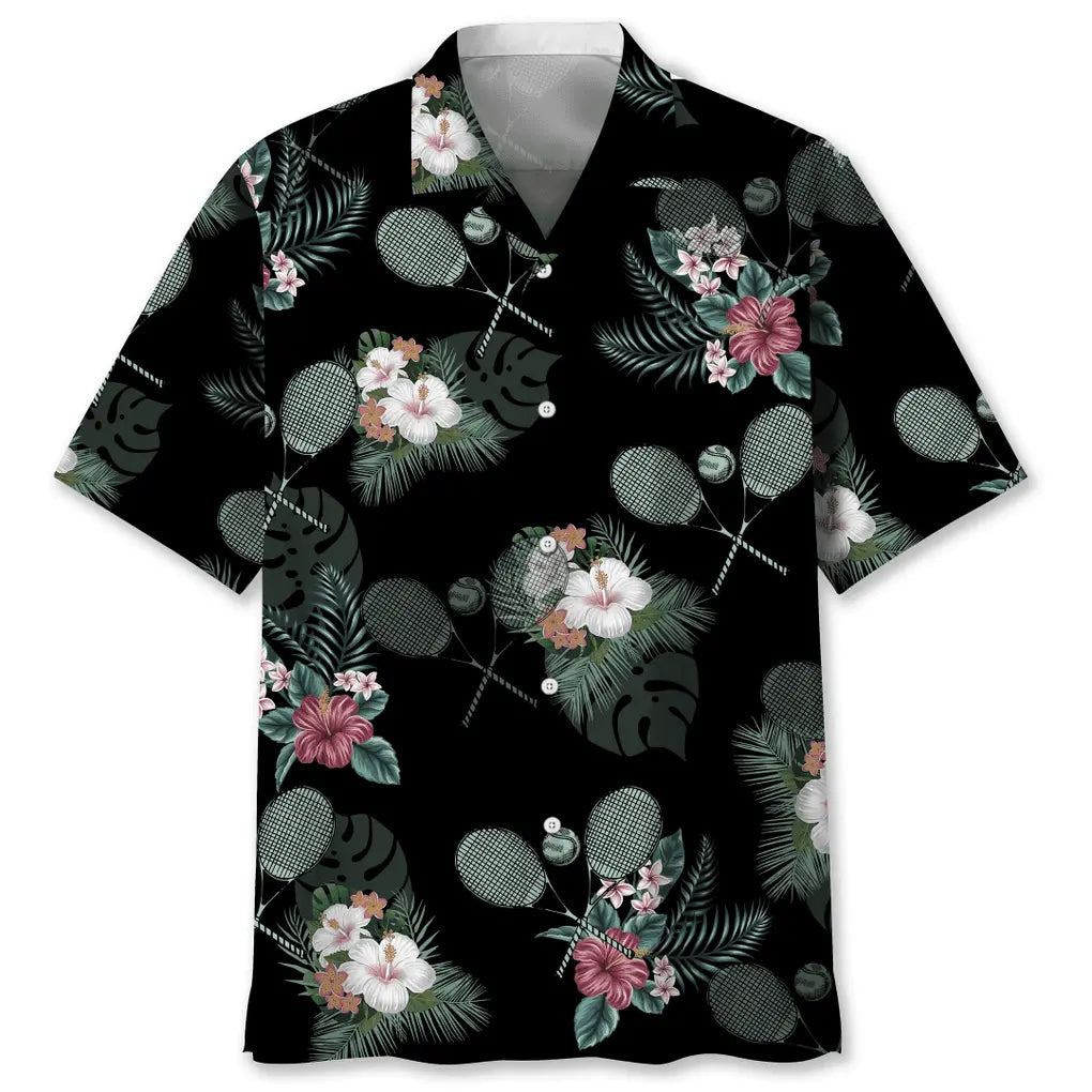 Tropical Tennis Hawaiian Shirt For Island Getaways, Outdoor Gatherings, And Comfortable Summer Wear