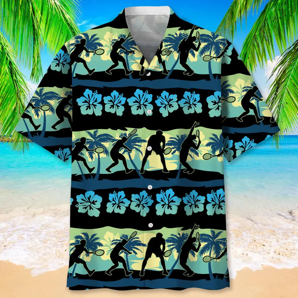 Tennis Nature Beach Hawaiian Shirt For Summer Vacation, Beach Travel, And Casual Wear