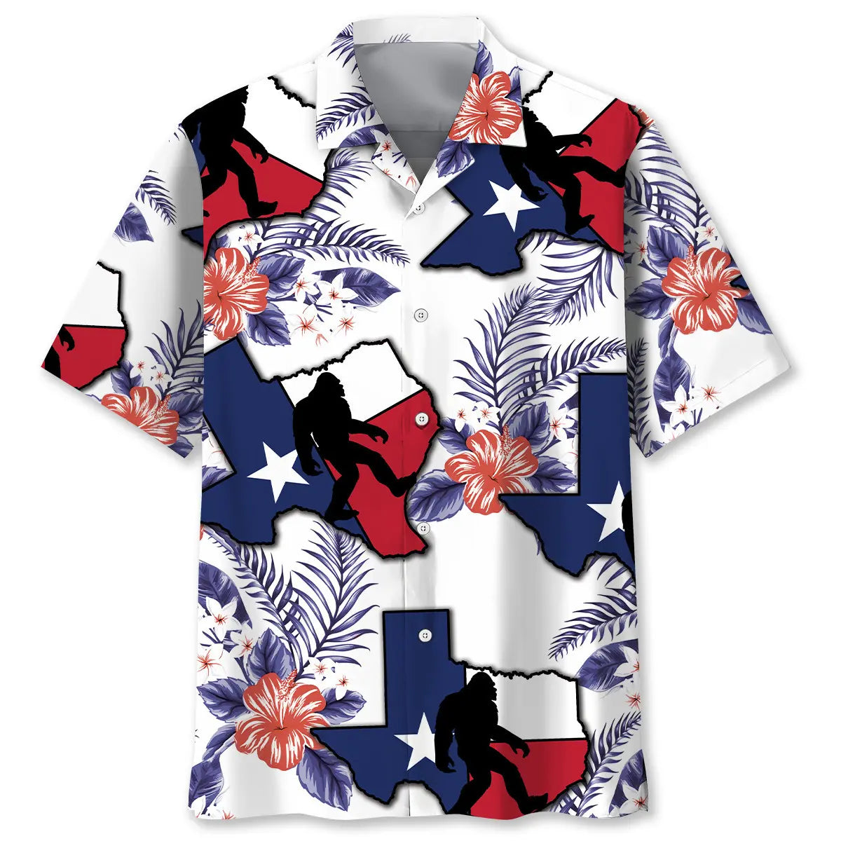 Texas Bigfoot Custom Name Hawaiian Shirt For Casual Weekend, Coastal Festival, And Resort Wear