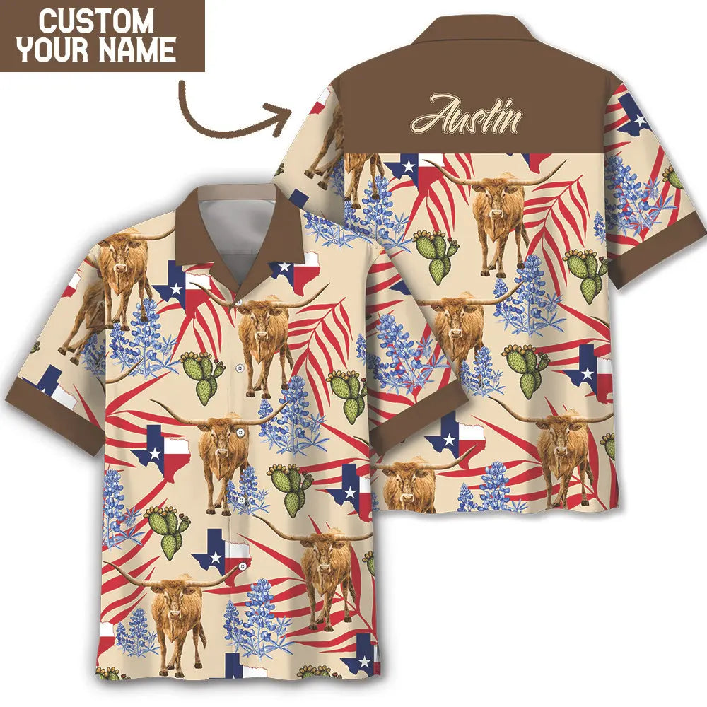 Texas Custom Hawaiian Shirt For Island Vacations, Resort Wear, And Relaxed Seasonal Style