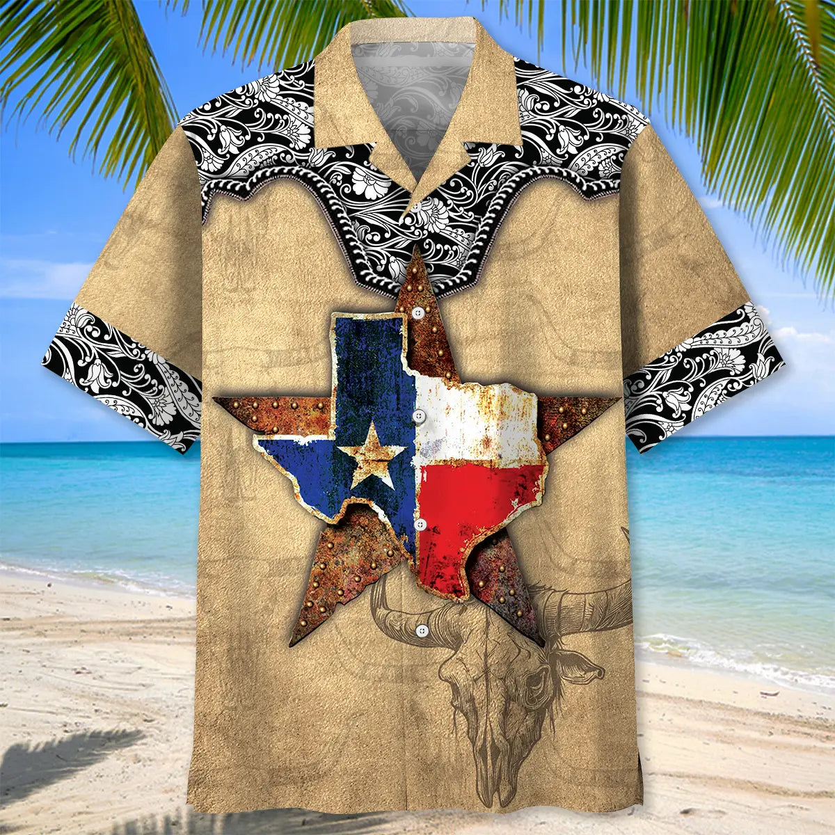 Texas Heritage Hawaiian Shirt For Resort Trips, Coastal Parties, And Warm Weather Style