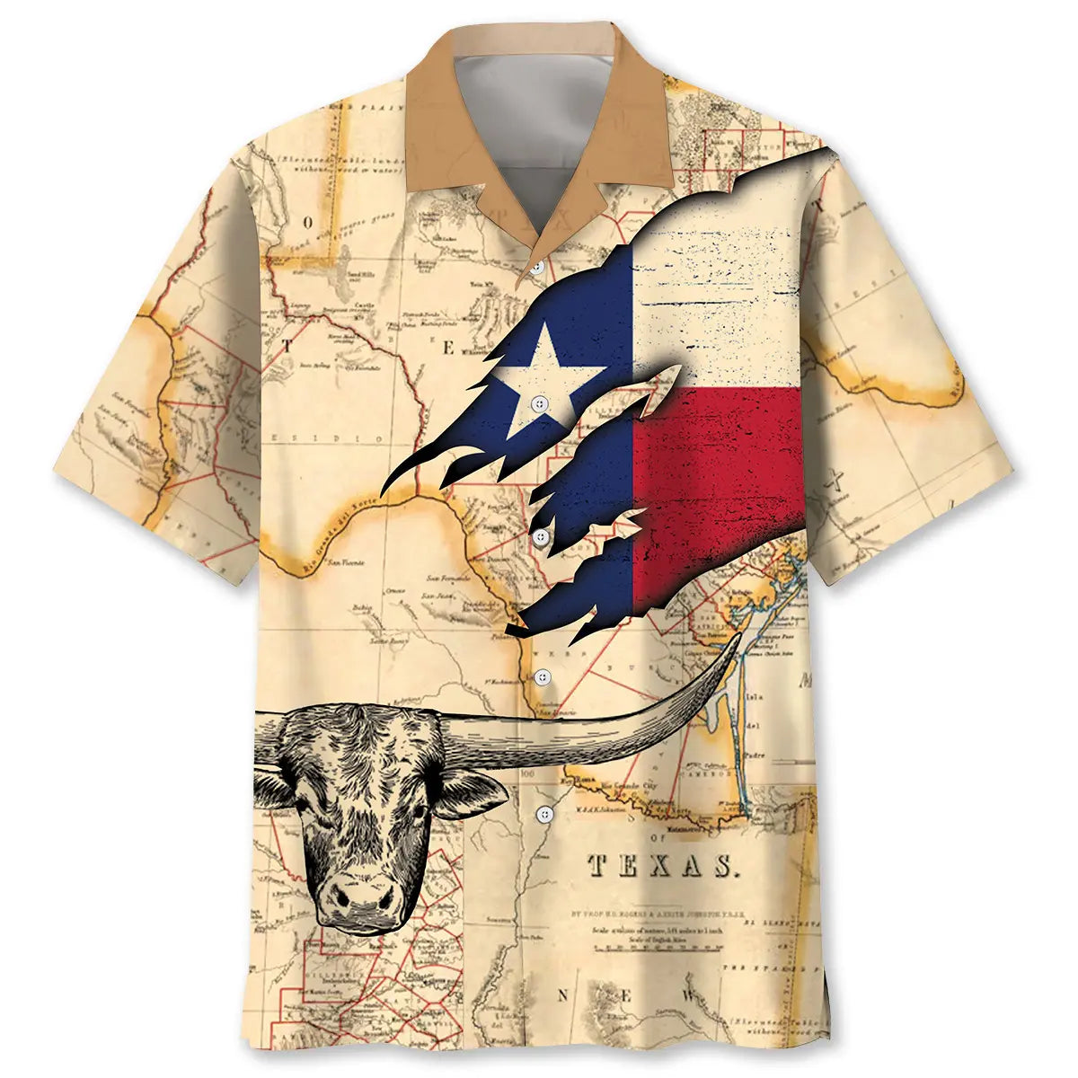 Vintage Texas Custom Hawaiian Shirt For Coastal Travel, Casual Events, And Comfortable Summer Wear