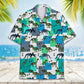 Island Dinosaur Rex Bones Aloha Hawaiian Shirt For Summer Vacation, Beach Travel, And Casual Wear