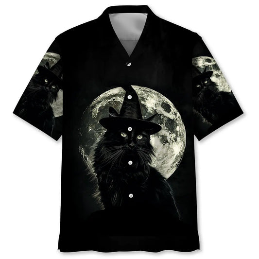 Black Cat Hawaiian Shirt For Beach Days, Summer Outings, And Thoughtful Gift Giving