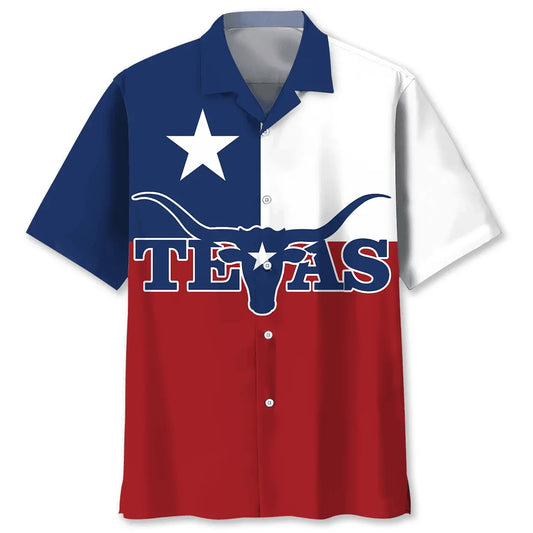 Lone Star Heritage Texas Hawaiian Shirt For Tropical Holidays, Outdoor Gatherings, And Everyday Comfort