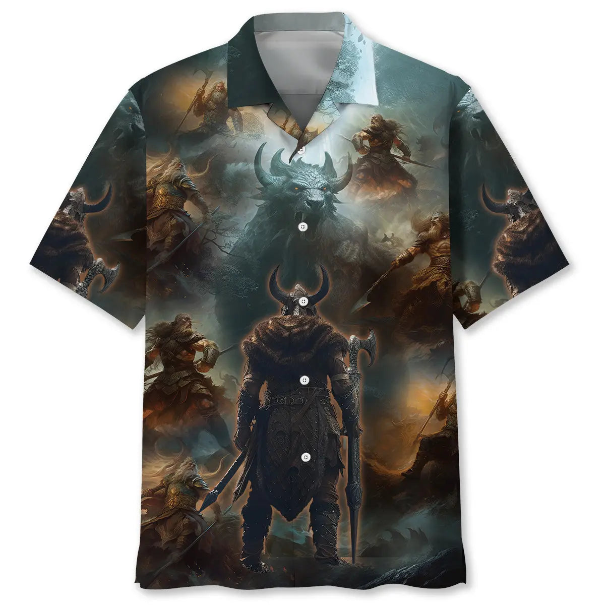Monster Viking Warrior Hawaiian Shirt For Mythic Art Lovers, Coastal Outings, And Thoughtful Gift Giving