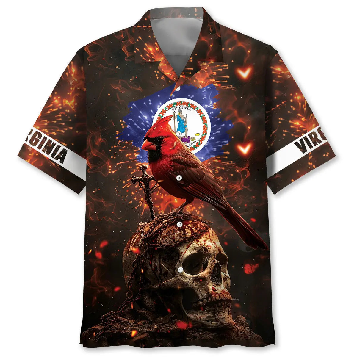 Power Virginia Heritage Hawaiian Shirt For Summer Vacation, Beach Travel, And Casual Wear