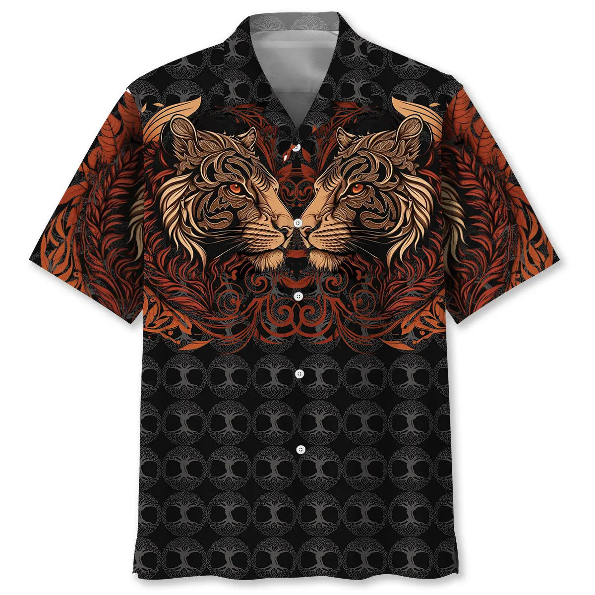 Vintage Tiger Hawaiian Shirt For Summer Vacation, Beach Travel, And Casual Wear