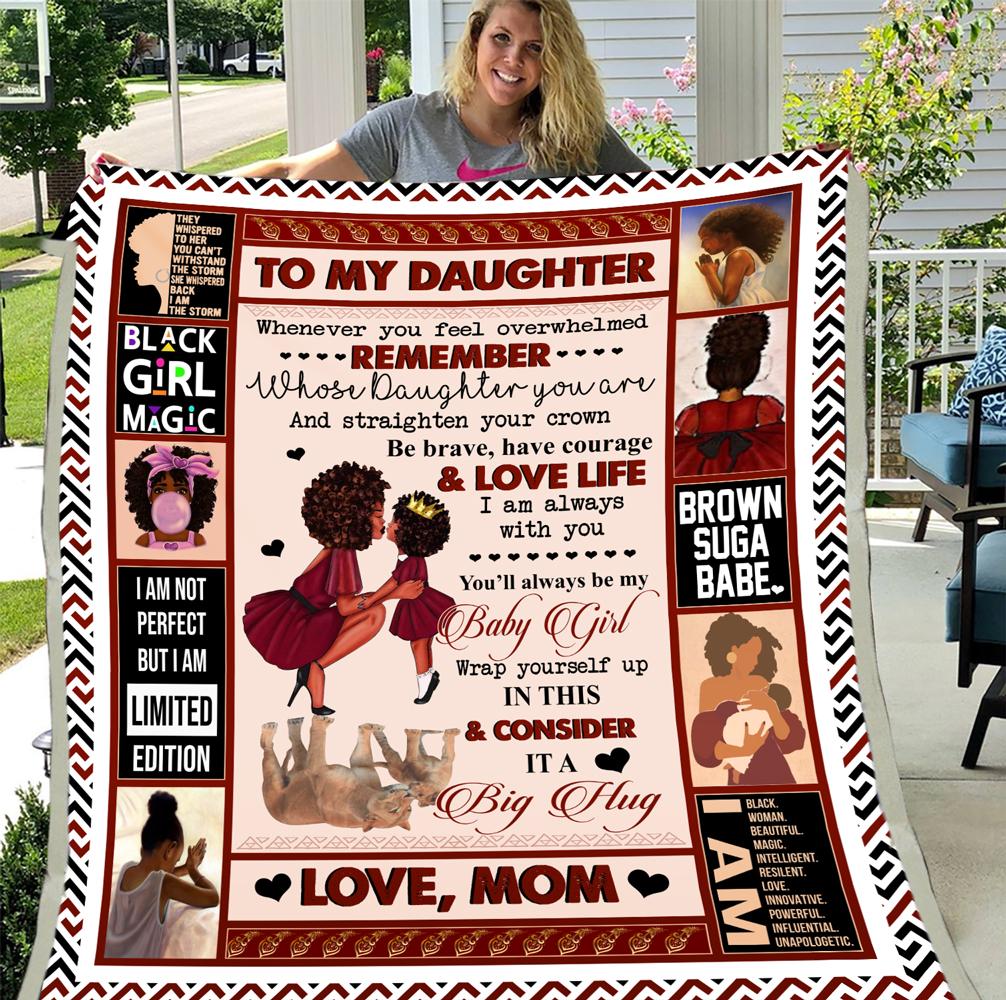 Black Woman To My Daughter From Mom Flannel Blanket For Cozy Bedroom Sofa Decor