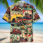Tow Truck Retro Hawaiian Shirt For Outdoor Event, Warm Weather Outing, And Everyday Comfort