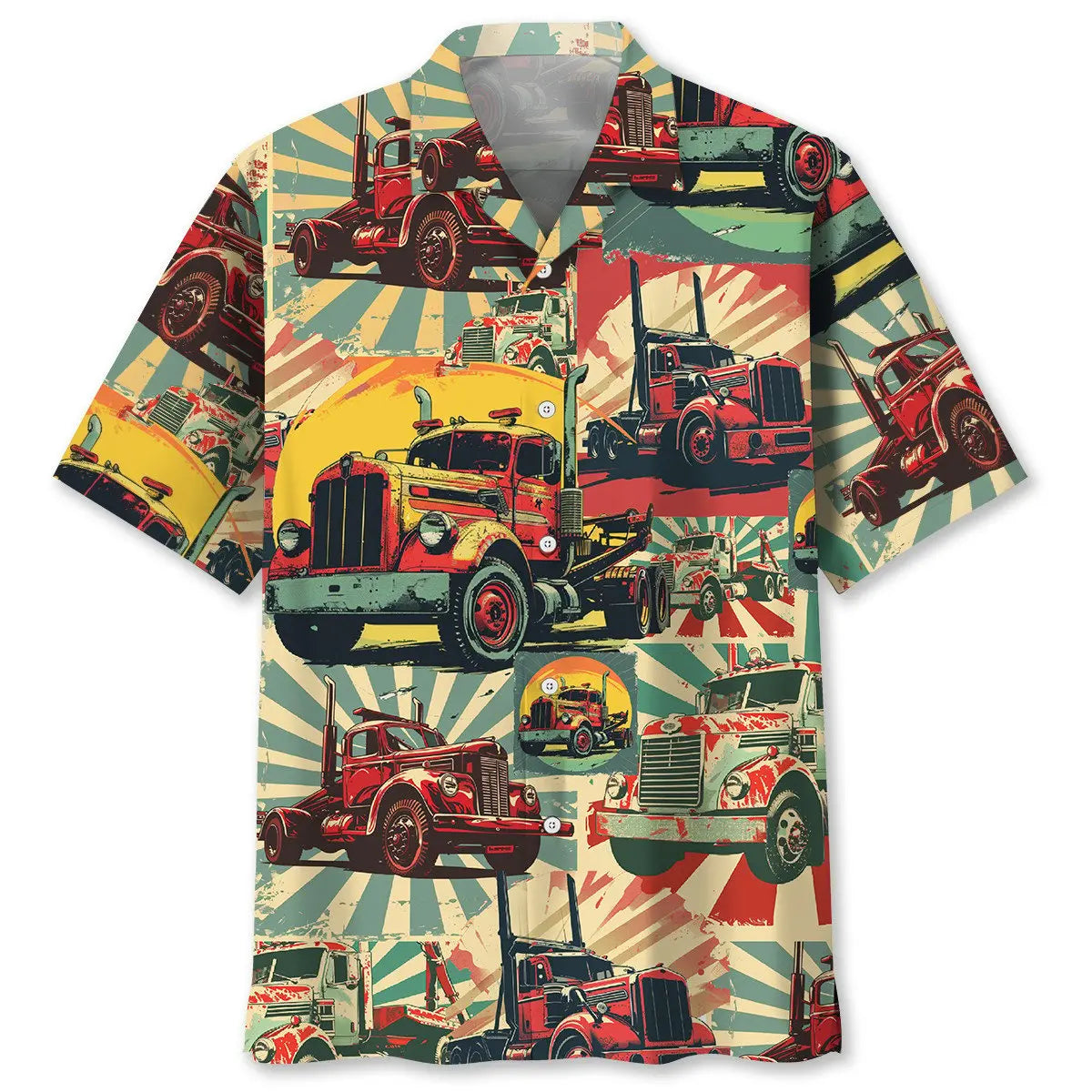 Tow Truck Retro Hawaiian Shirt For Tropical Retreat, Beach Travel, And Weekend Wear