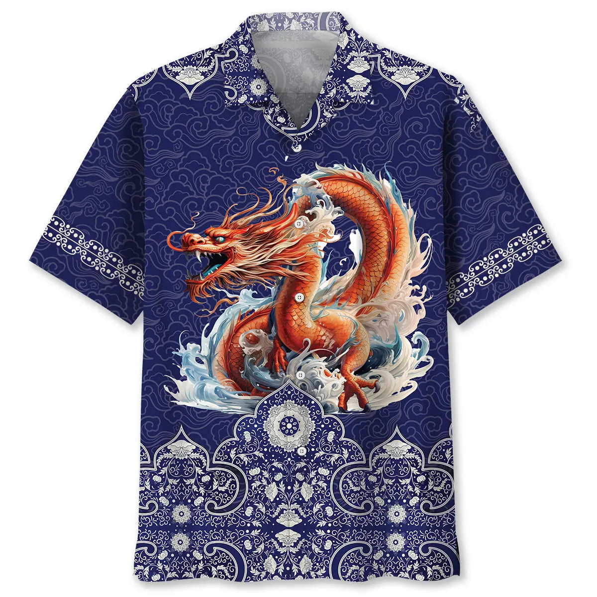 Traditional Chinese Dragon Hawaiian Shirt For Mythic Art Lovers, Coastal Outings, And Thoughtful Gift Giving