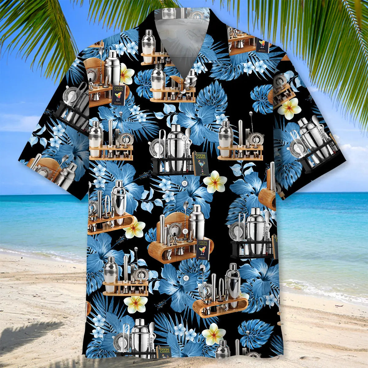 Tropical Bartender Set Hawaiian Shirt For Summer Vacation, Beach Travel, And Casual Wear