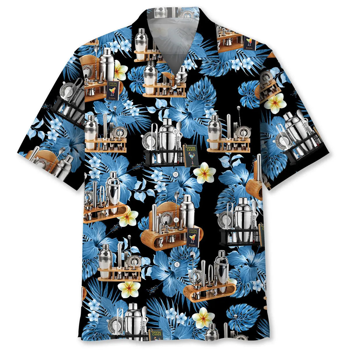 Tropical Bartender Set Hawaiian Shirt For Summer Vacation, Beach Travel, And Casual Wear