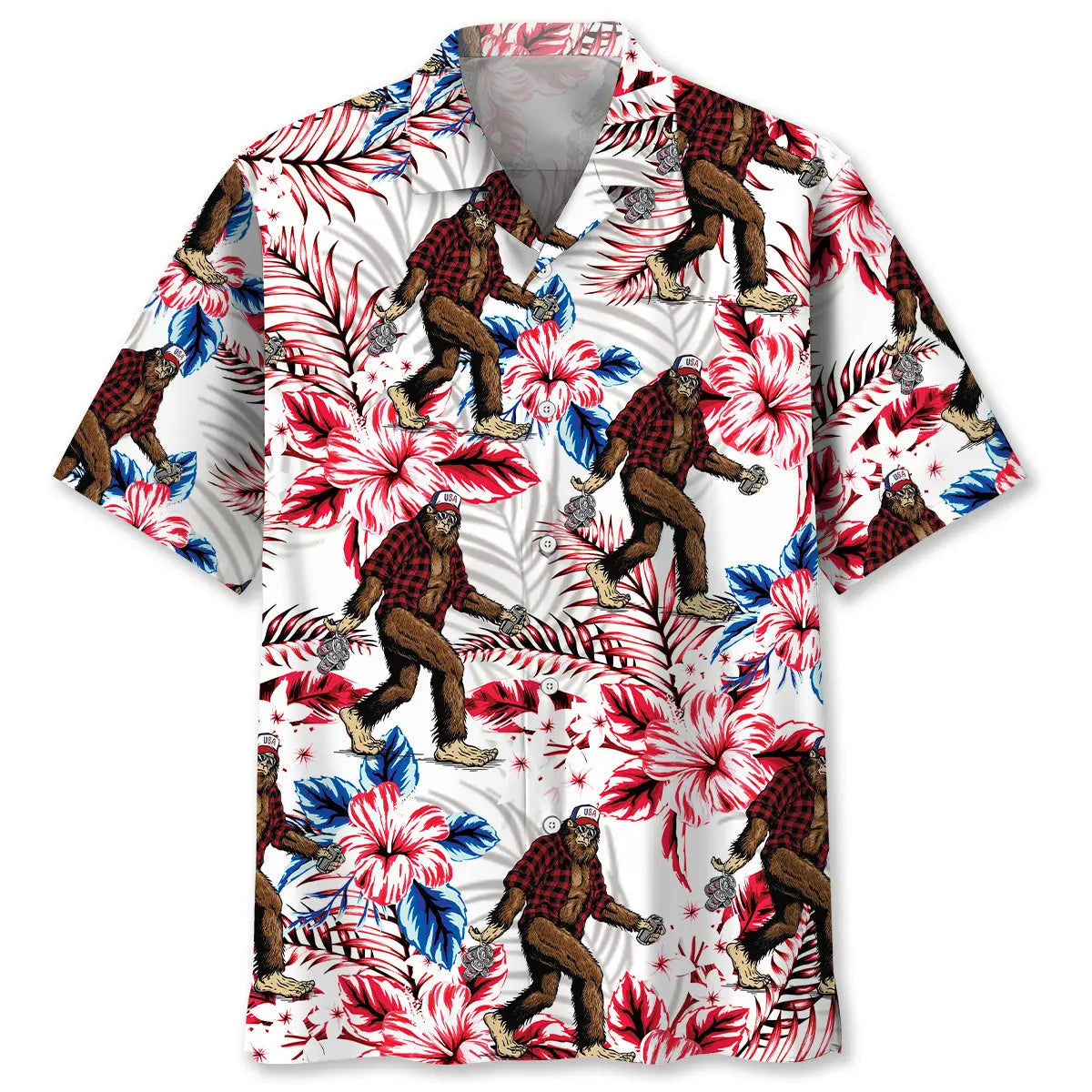 Tropical Bigfoot Hawaiian Shirt For Coastal Getaways, Outdoor Gatherings, And Thoughtful Gift Giving