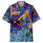Tropical Blue Trumpet Hawaiian Shirt For Summer Vacation, Beach Travel, And Casual Wear