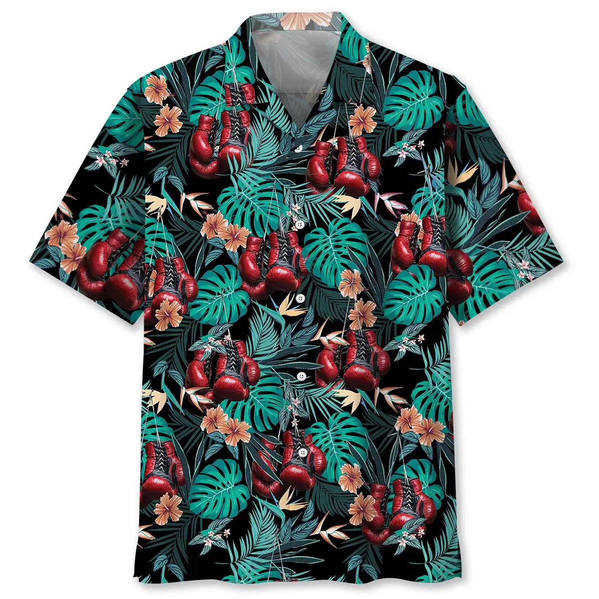 Tropical Boxing Gloves Hawaiian Shirt For Tropical Holidays, Resort Trips, And Relaxed Coastal Style