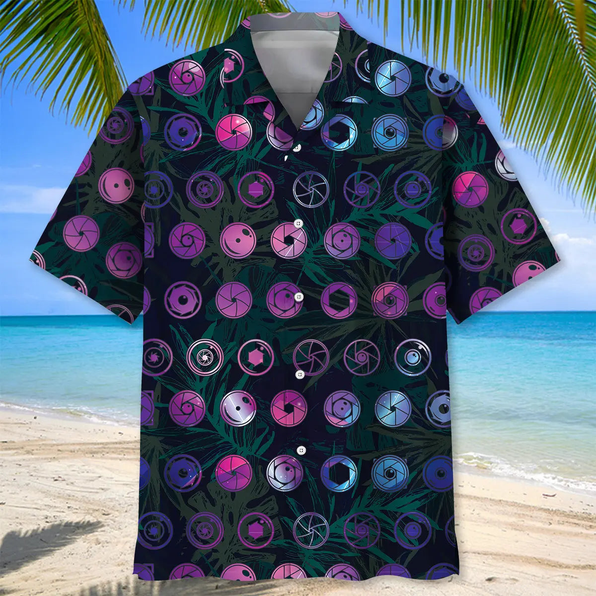 Tropical Camera Lens Hawaiian Shirt For Beach Days, Summer Outings, And Thoughtful Gift Giving