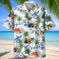 Tropical Camping Hawaiian Shirt For Resort Trips, Coastal Parties, And Warm Weather Style