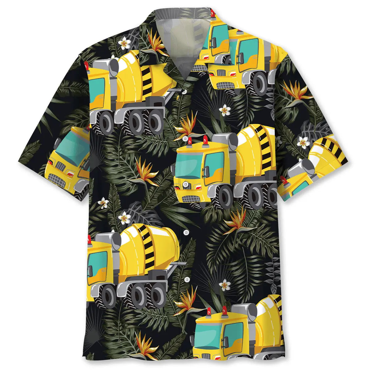 Tropical Concrete Mixer Truck Hawaiian Shirt For Vacation Cruise, Summer Gathering, And Memorable Gifting