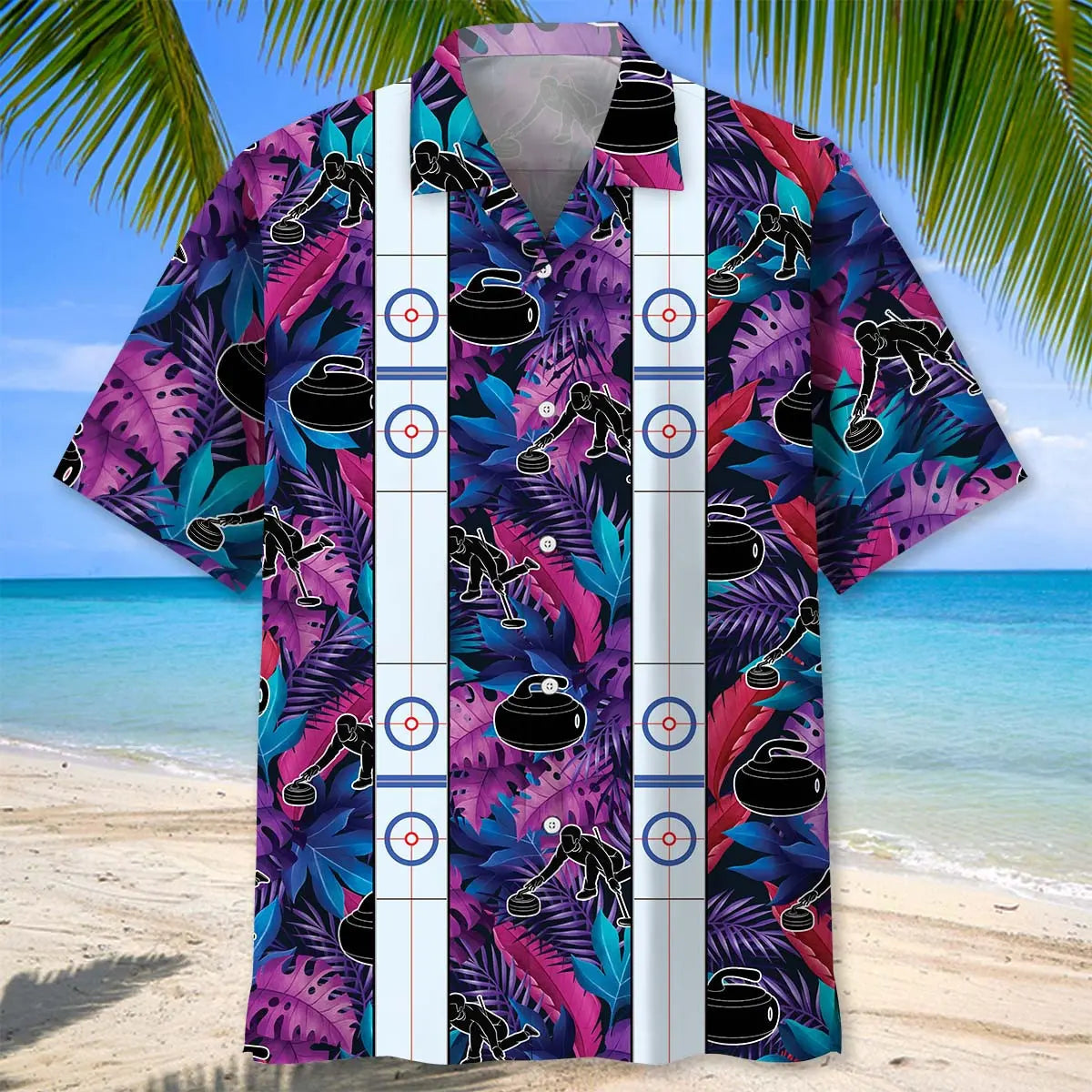 Tropical Curling Hawaiian Shirt For Island Vacations, Resort Wear, And Relaxed Seasonal Style