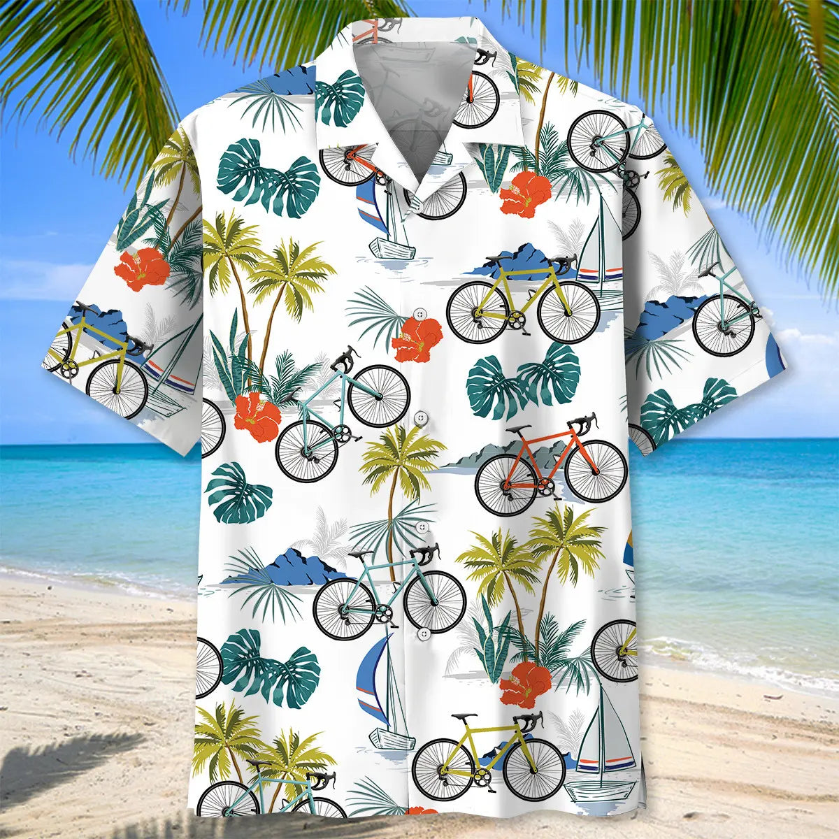 Tropical Cycling Hawaiian Shirt For Resort Trips, Coastal Parties, And Warm Weather Style