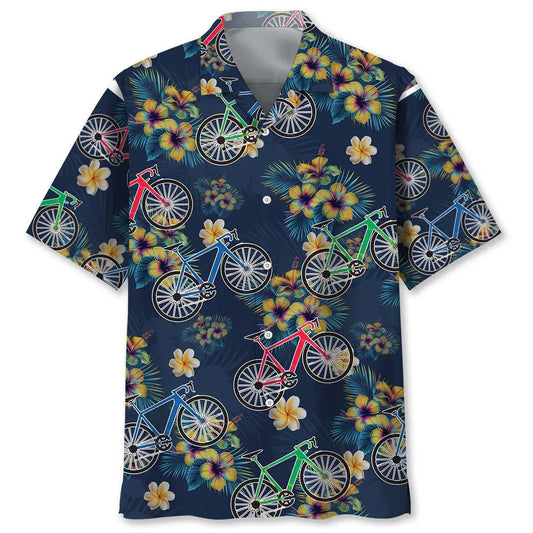 Tropical Cycling Hawaiian Shirt For Sports Fans, Summer Outings, And Relaxed Vacation Wear
