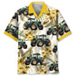 Tropical Green Tractor Hawaiian Shirt For Coastal Festival And Comfortable Travel Wear