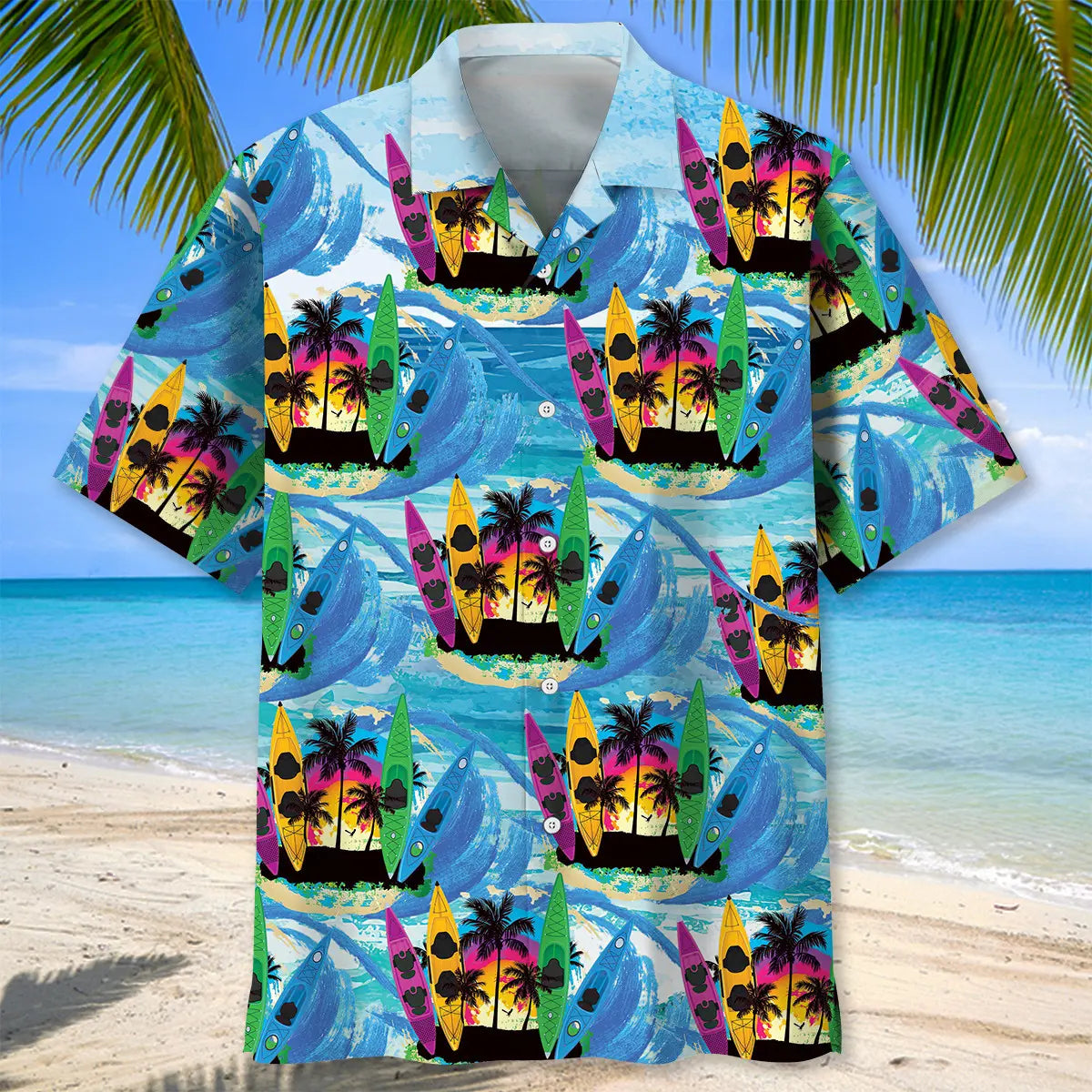 Tropical Kayaking Hawaiian Shirt For Tropical Holidays, Outdoor Gatherings, And Everyday Comfort